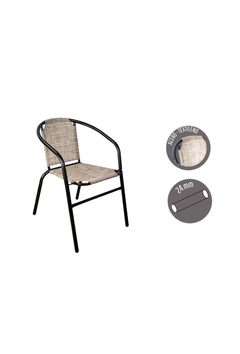 CHAISE EMPILABLE EN ACIER BRUN CLR. TUBE 24MM