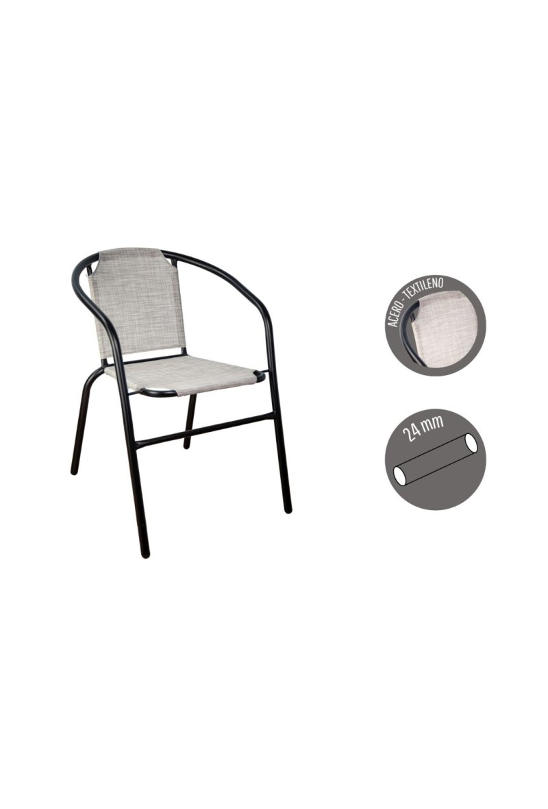 CHAISE EMPILABLE ACIER TUBE BEIGE 24MM