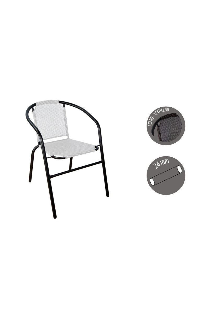 CHAISE EMPILABLE ACIER CREME TUBE 24mm