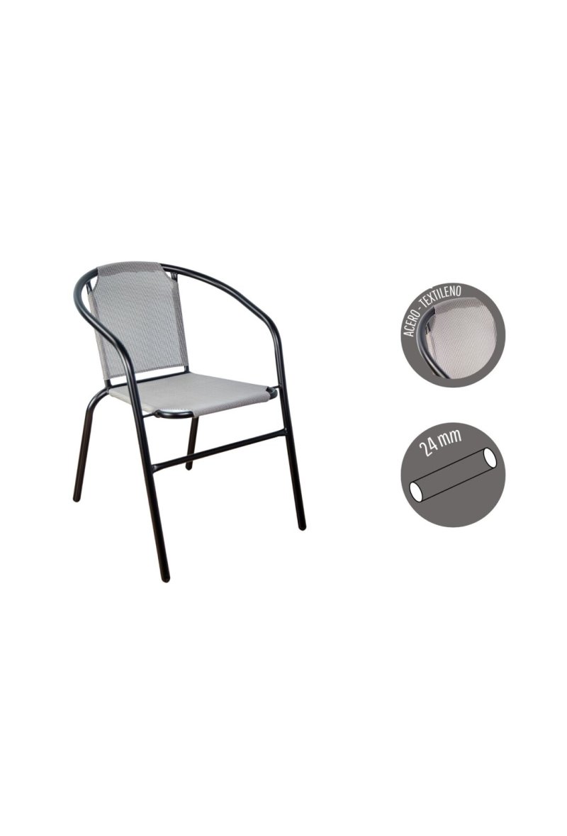 CHAISE EMPILABLE EN ACIER GRIS OSC. TUBE