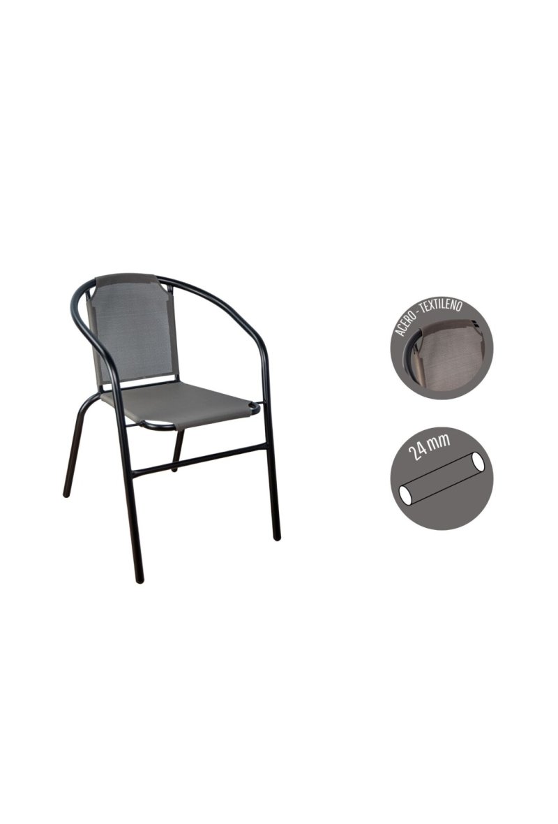 CHAISE EMPILABLE ACIER TUBE GRIS 24MM